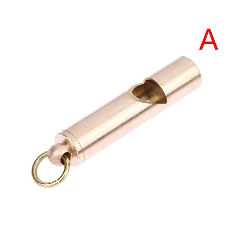 Brass Whistle Keychain Pendant Outdoor Survival Portable Single Tube Qme A