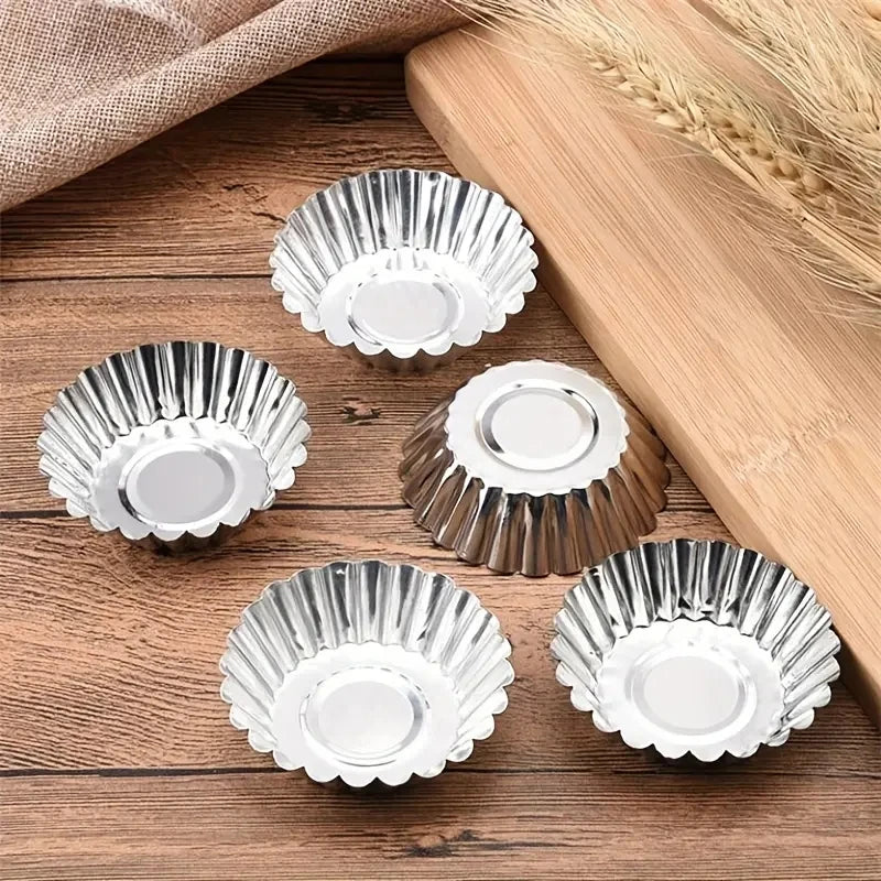 Reusable Aluminum Egg Tart Molds Cookie Pudding Jellies Mould Mooncake Mold Pastry Tools Baking Accessories Kitchen Tools Qme