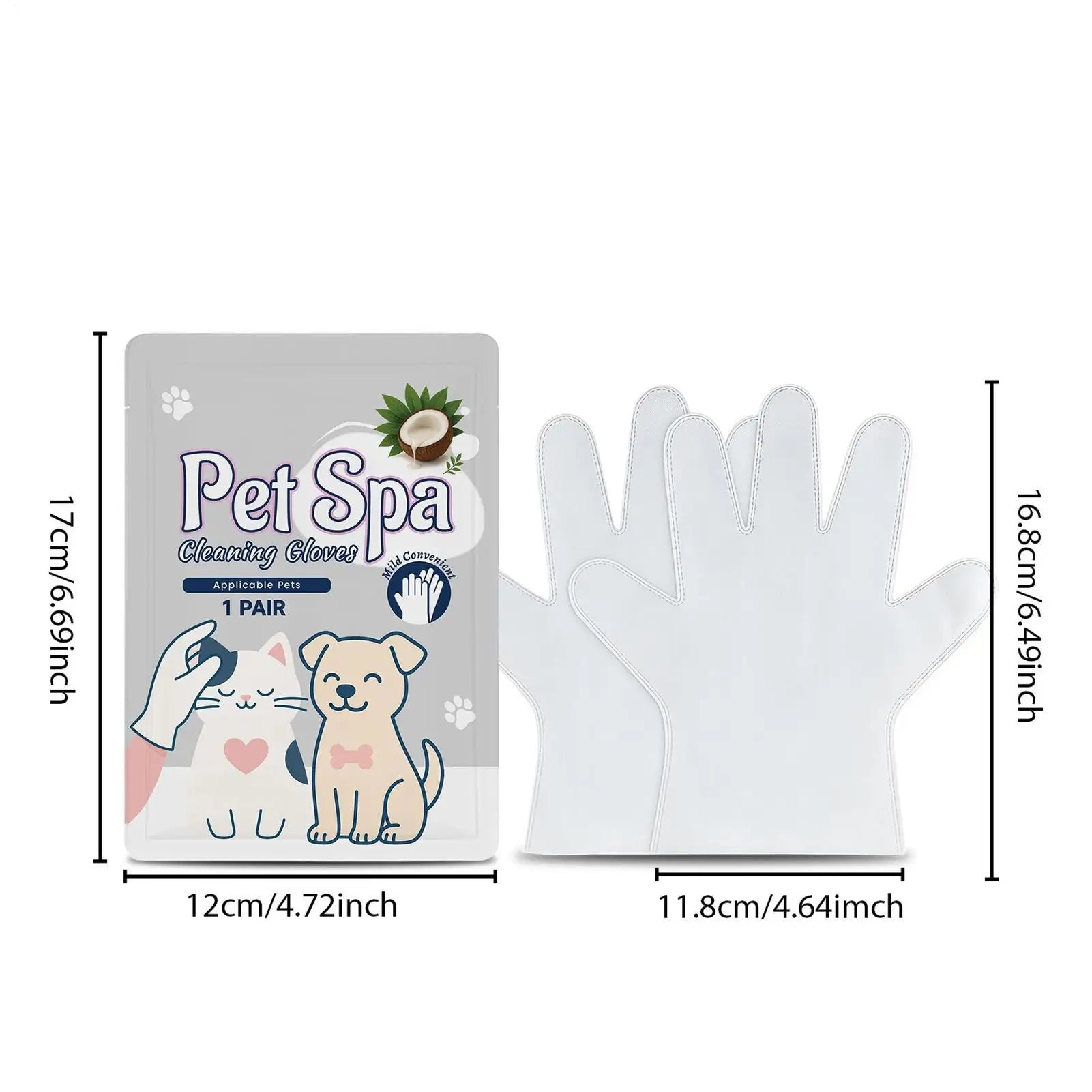 Pet Glove Wipes Dogs 1 Pair Shedding Control Daily Care Cleaning Qme