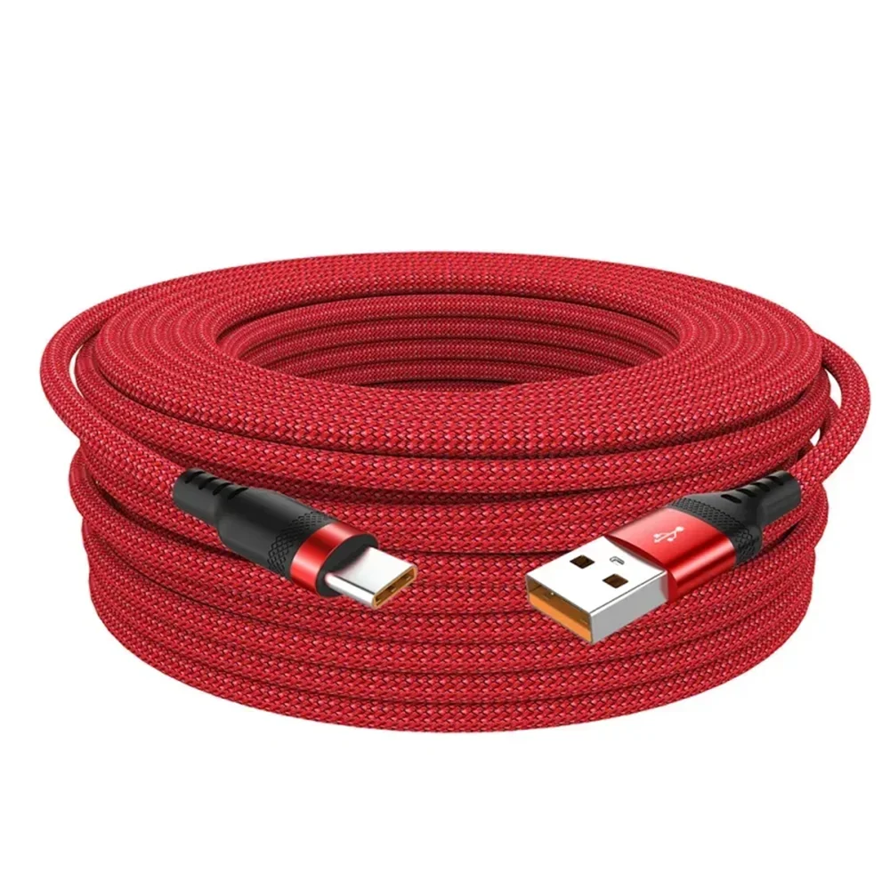 USB Type-C Fast Charging Data Cord Mobile Phone Nylon Braided Data Cable 1M/2M/3M/5M PD Charging Line For Xiaomi Samsung Oneplus Qme Red 1m