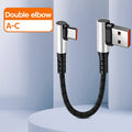 6A 25cm/50cm Short Data Cable 90 Degree Elbow USB PD To Type C Cable Fast Charging Cord For Iphone15 Xiaomi Samsung USB C Line Qme double elbow A-C 0.5m