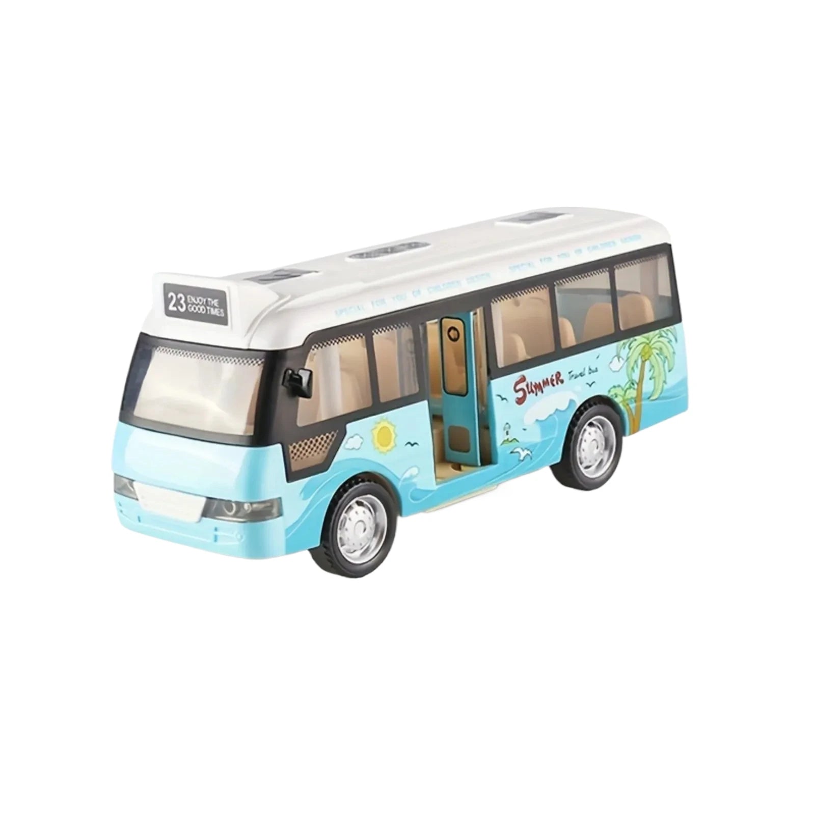 City Bus Toys Cars Die-Cast Plastic Airport Cars For Boys Girls, Pull Back Play Vehicle With Sound, Light Up & Open-able Doors Qme