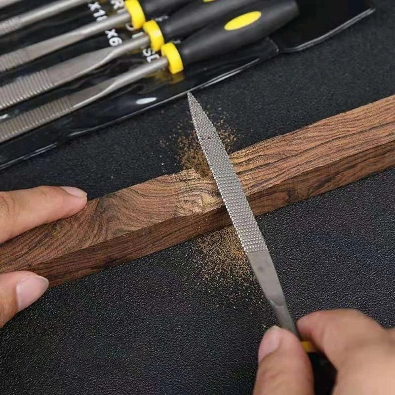 6x Mini Metal Rasp Needle Files Wood Carving Tools Steel Filing Qme