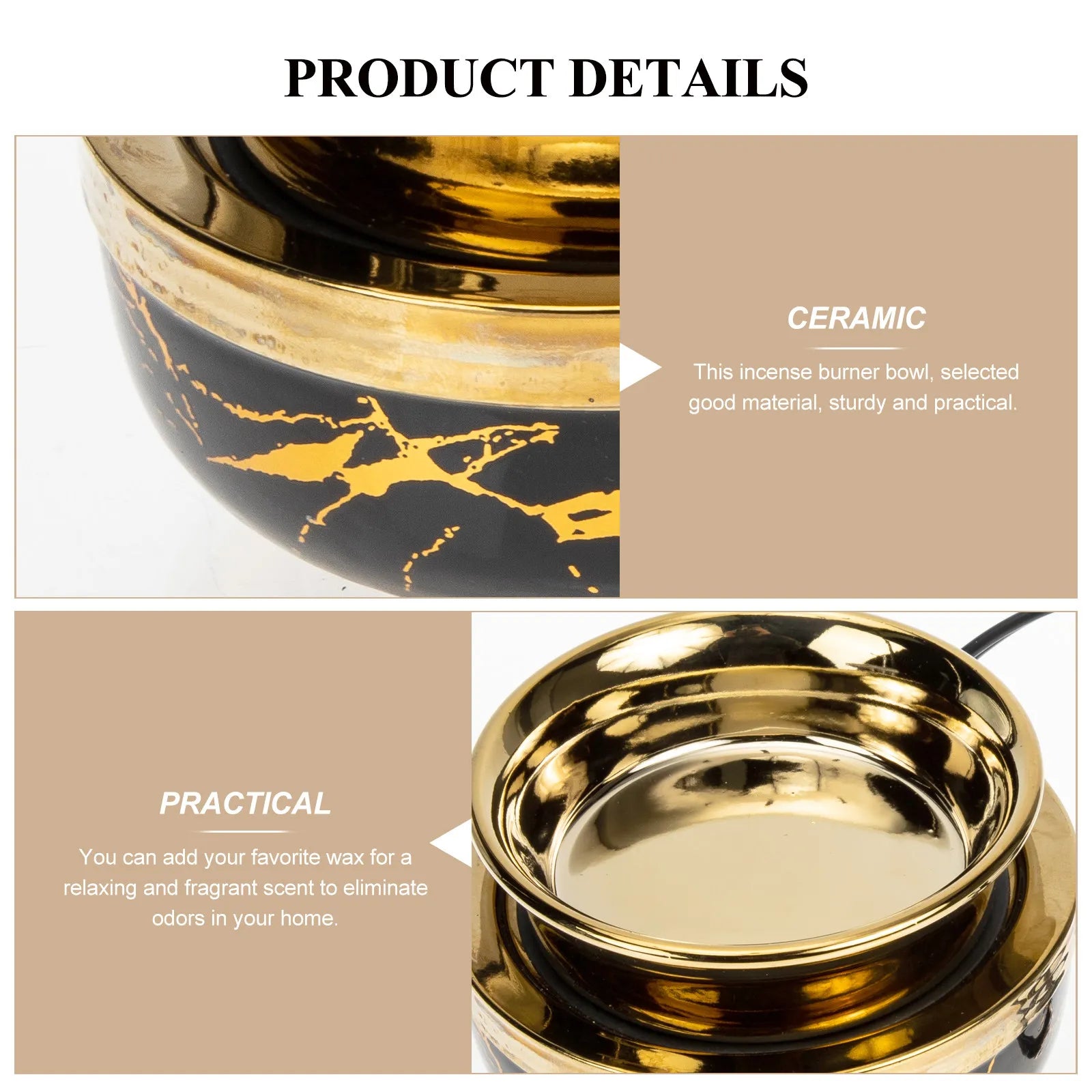 Ceramic Incense Burner Bowl for Meditation Relaxation Aromatherapy Stress Relief Bedroom Yoga Room Decor Compact Scented Wax Qme