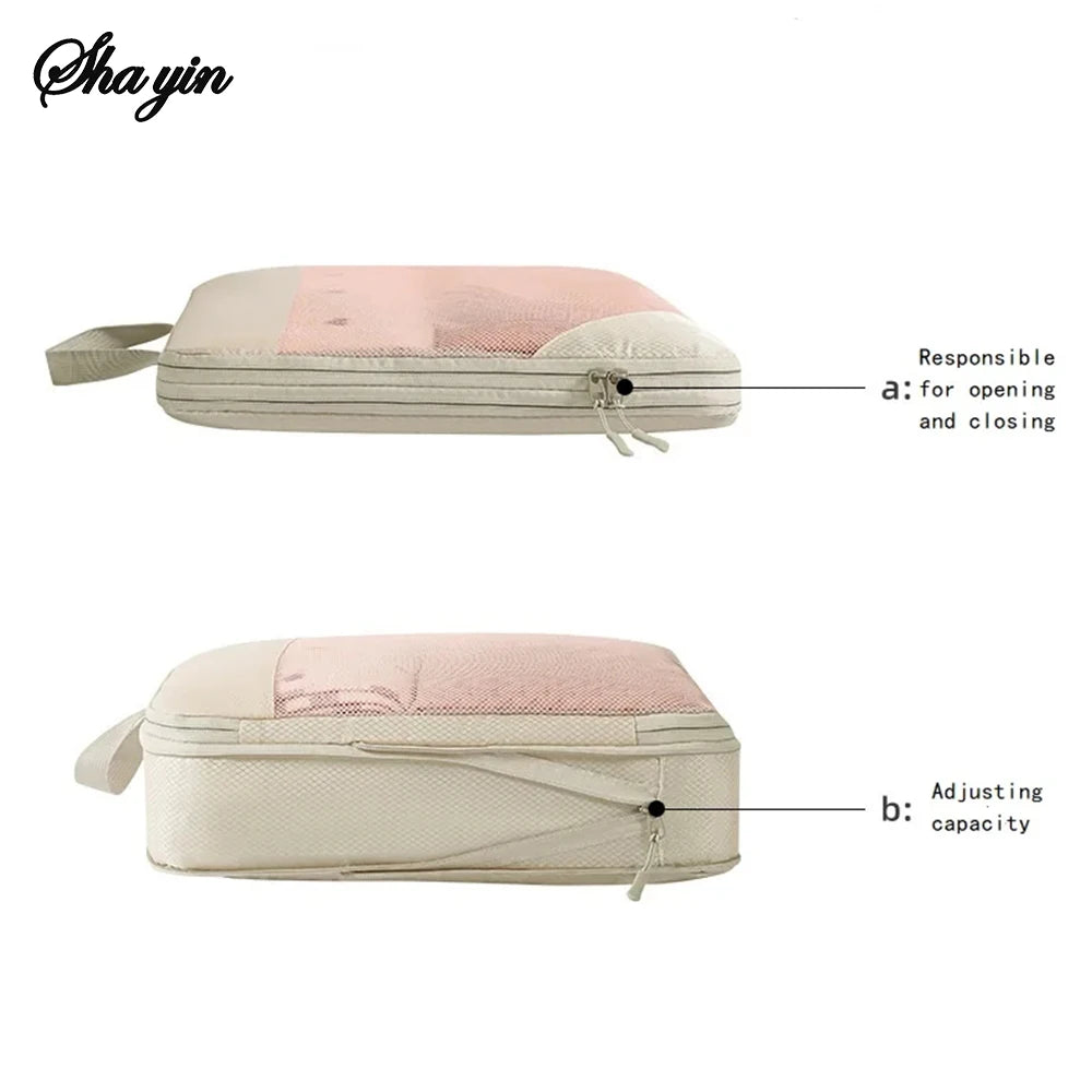 Packaging Clothes Compressed 5 Piece Set For Changing Laundry, Toiletries, Cosmetics Luggage Travel Storage Organizer Bag Qme
