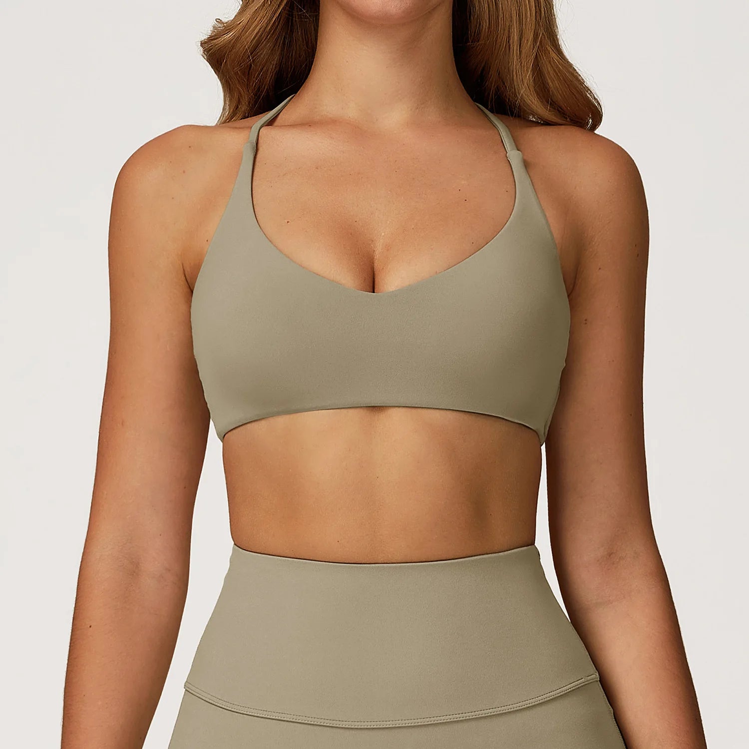 A Women's Cross Back Sports Bra Shock Resistant Gathered Sexy Gym Running Bra Summer Yoga Vest Outdoor Comfortable Fitness Wear Qme Camel Brown XL