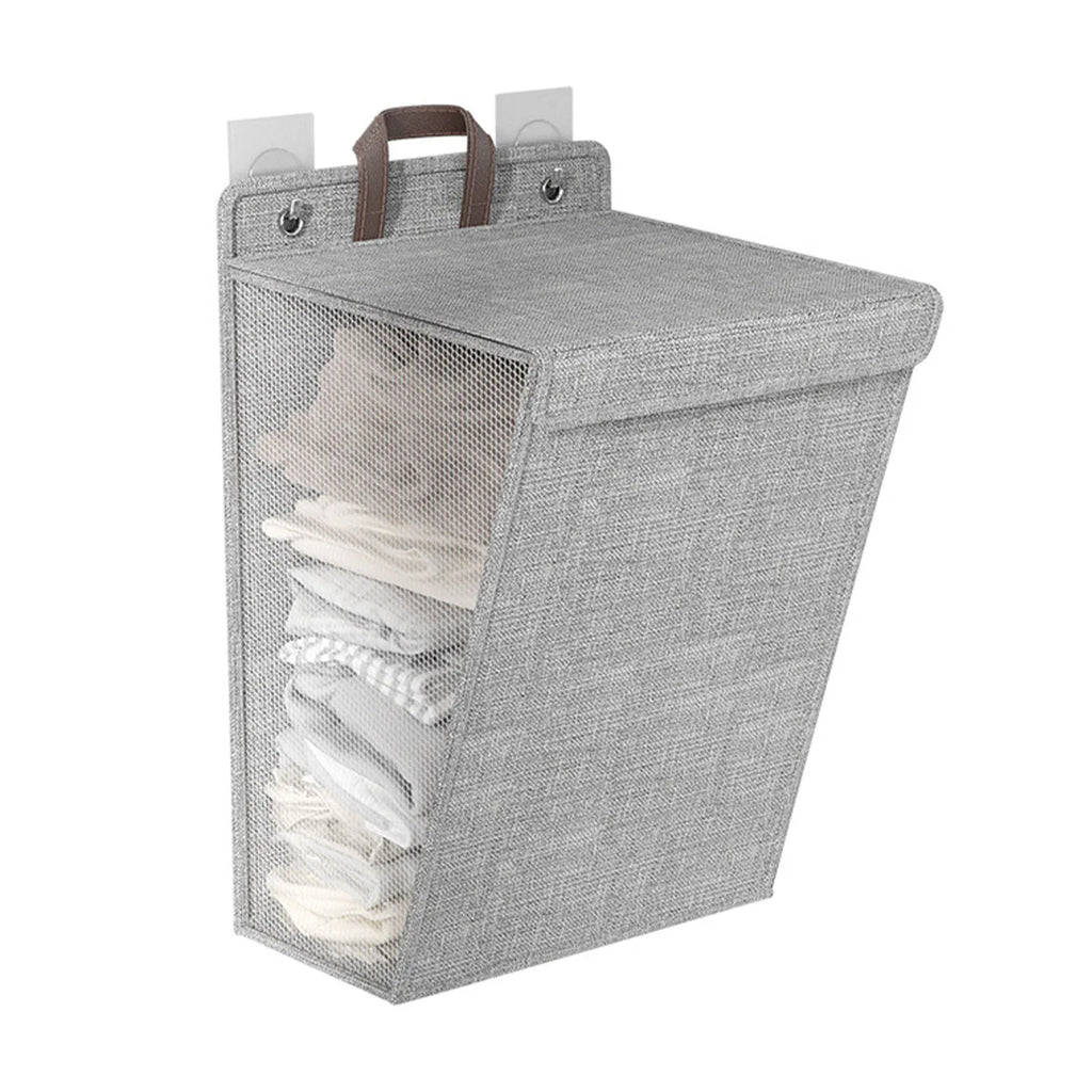 Wall Mounted Laundry Basket Large Capacity Dirty Clothes Storage Bag Space Saving Foldable Hamper for Dormitory Home Travel Qme Light Grey