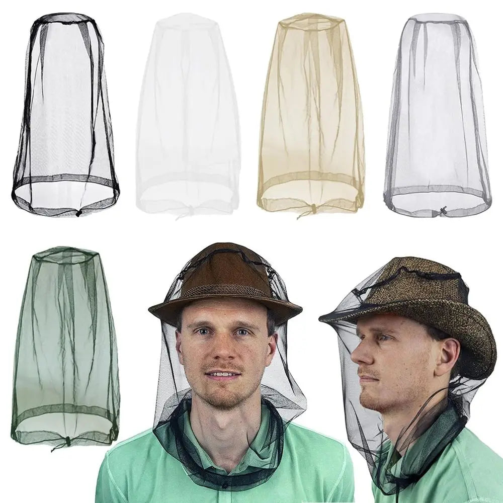 Lightweight Breathable Mesh Mosquito Head Net Anti-Mosquito Insect-Proof Hat Cover for Outdoor Camping Fishing Qme