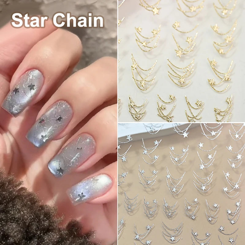 Star Nail Art Stickers Bronzing Flash Self Adhesive Sticker Charm Qme
