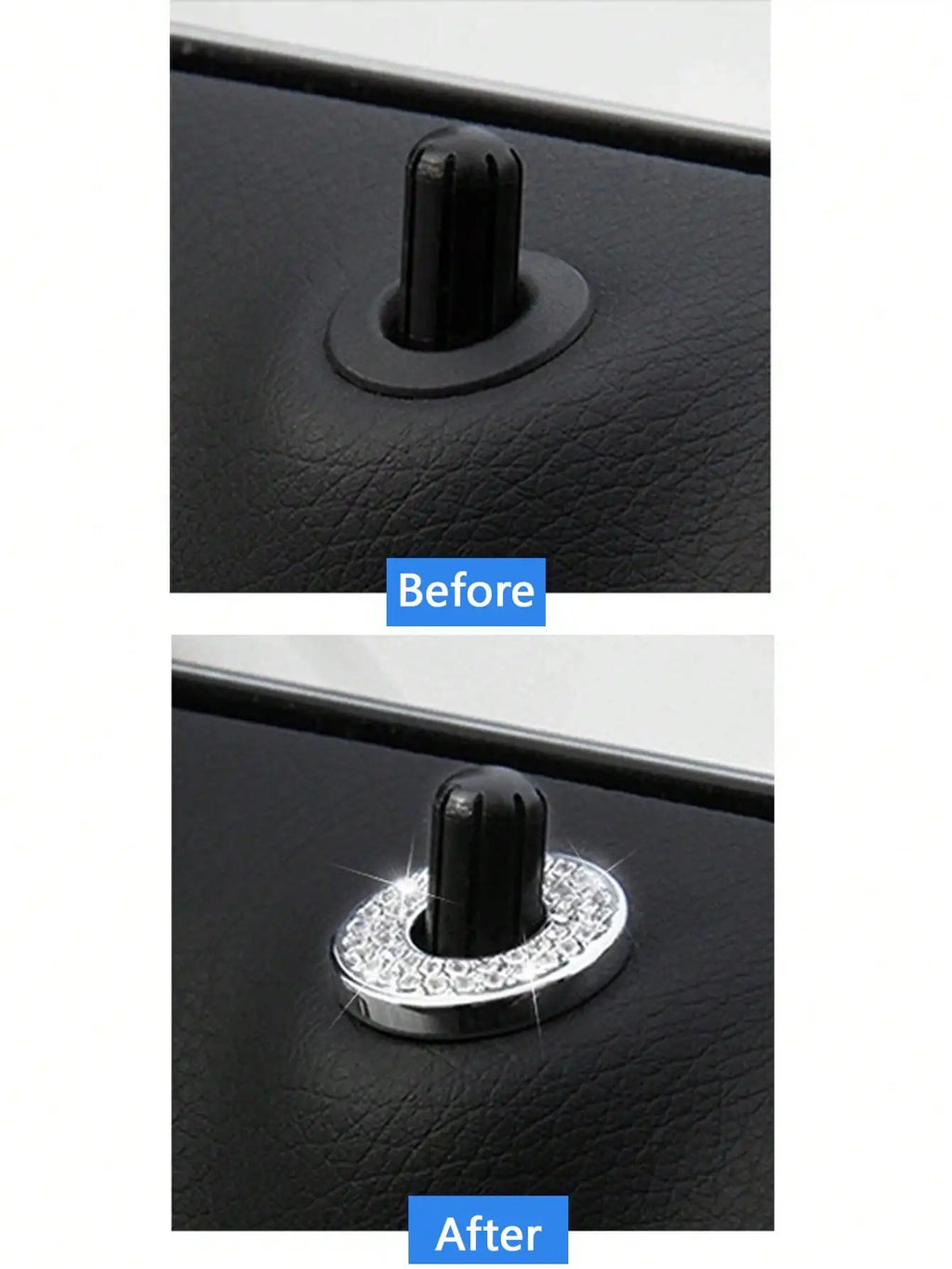 White Car Interior Door Lock Cap Ring Decorative Accessories Suitable Qme