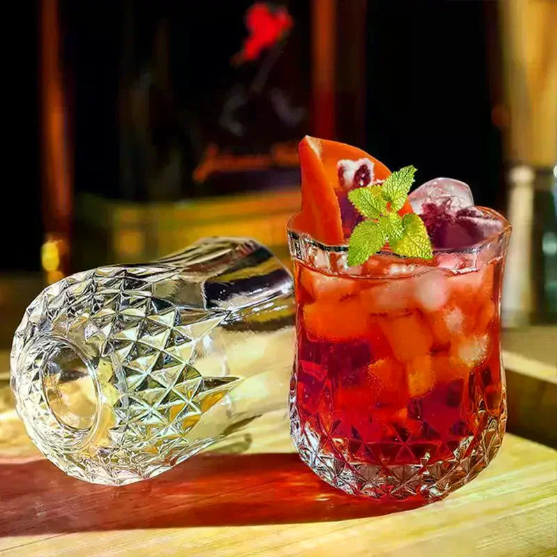 6Pcs 90ml Cup Diamond Cup Plastic European Retro Wine Cup One Mouth Cup Creative Vertical Pattern Cup Qme