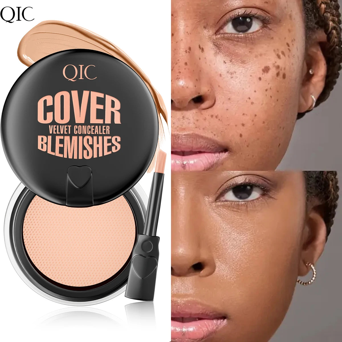 QIC Waterproof & Sweatproof Concealer Cream - Tattoo coverage, Long-Lasting Foundation, Natural,Full coverage, All Skin Types Qme