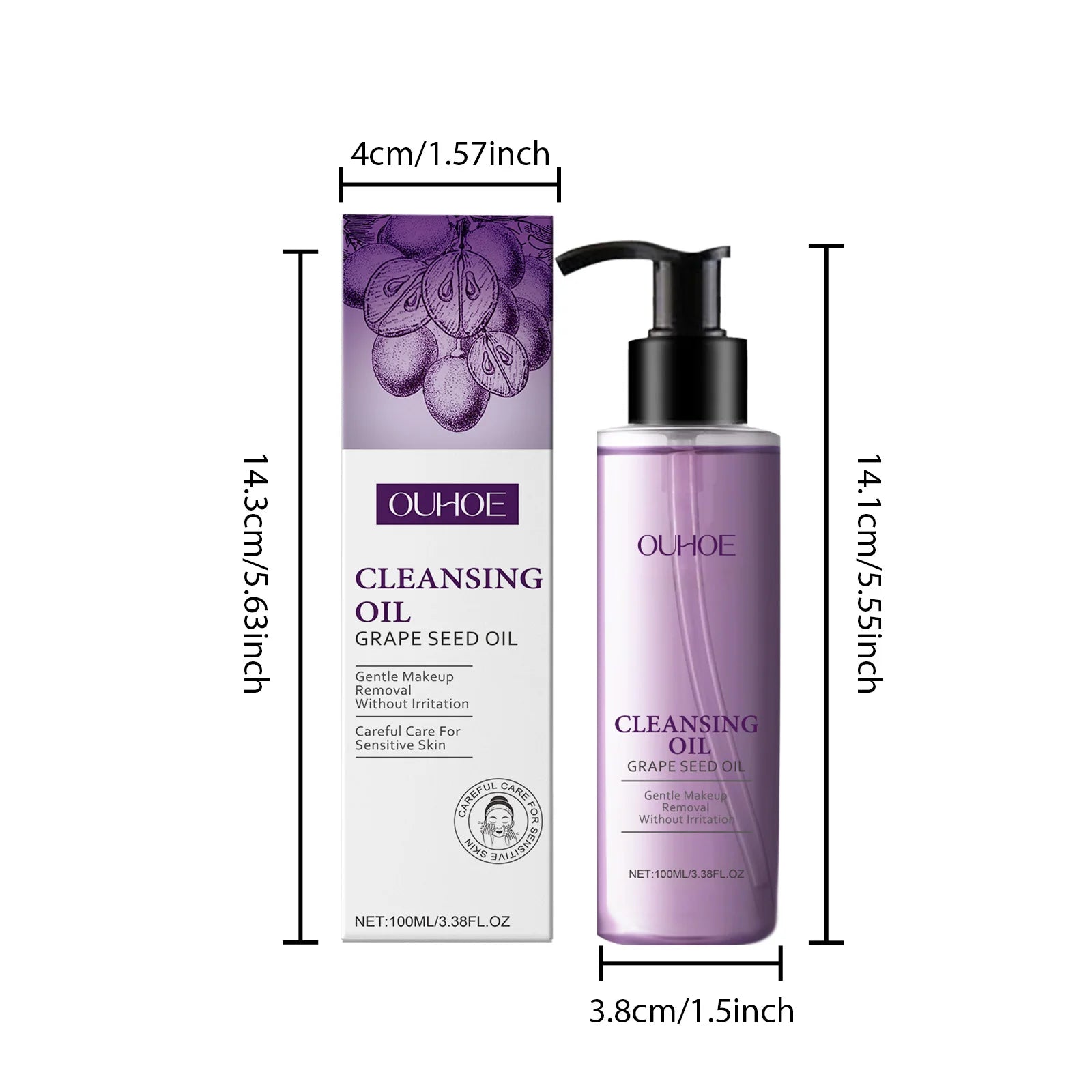 Grape Seed Cleansing Oil Makeup Remover for Sensitive Skin Non-Tightening Deep Purifying Hydrating Refreshing Facial Oil Control Qme