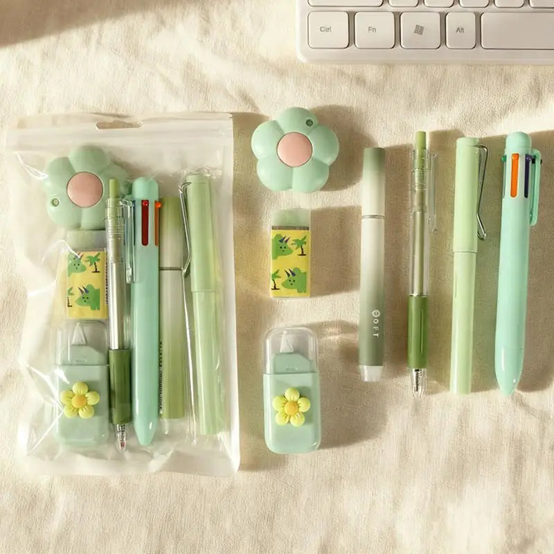 7-Pcs Stationery High-quality Student Graduation Neutral Pen Learning Qme green