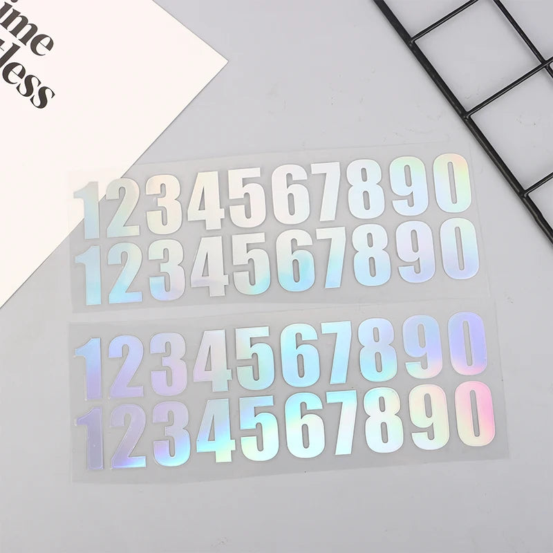 Car Reflective 0-9 Numbers Sticker Temporary Parking Phone Remarks Qme E