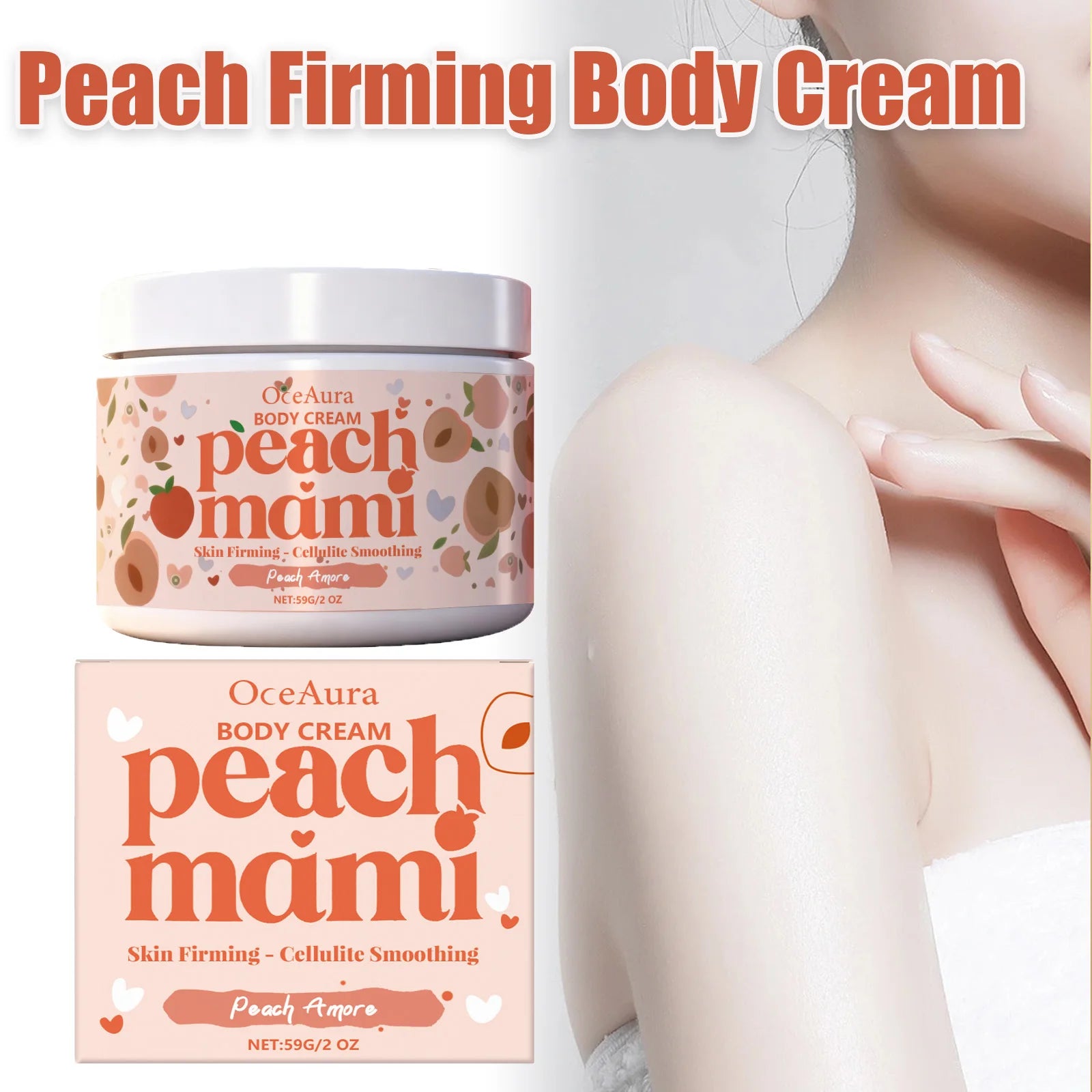 Peach Firming Body Cream Moisturizing Tightening Lifting Smoothing Skin Daily Use for Elastic Nourished & Protected Skin Qme