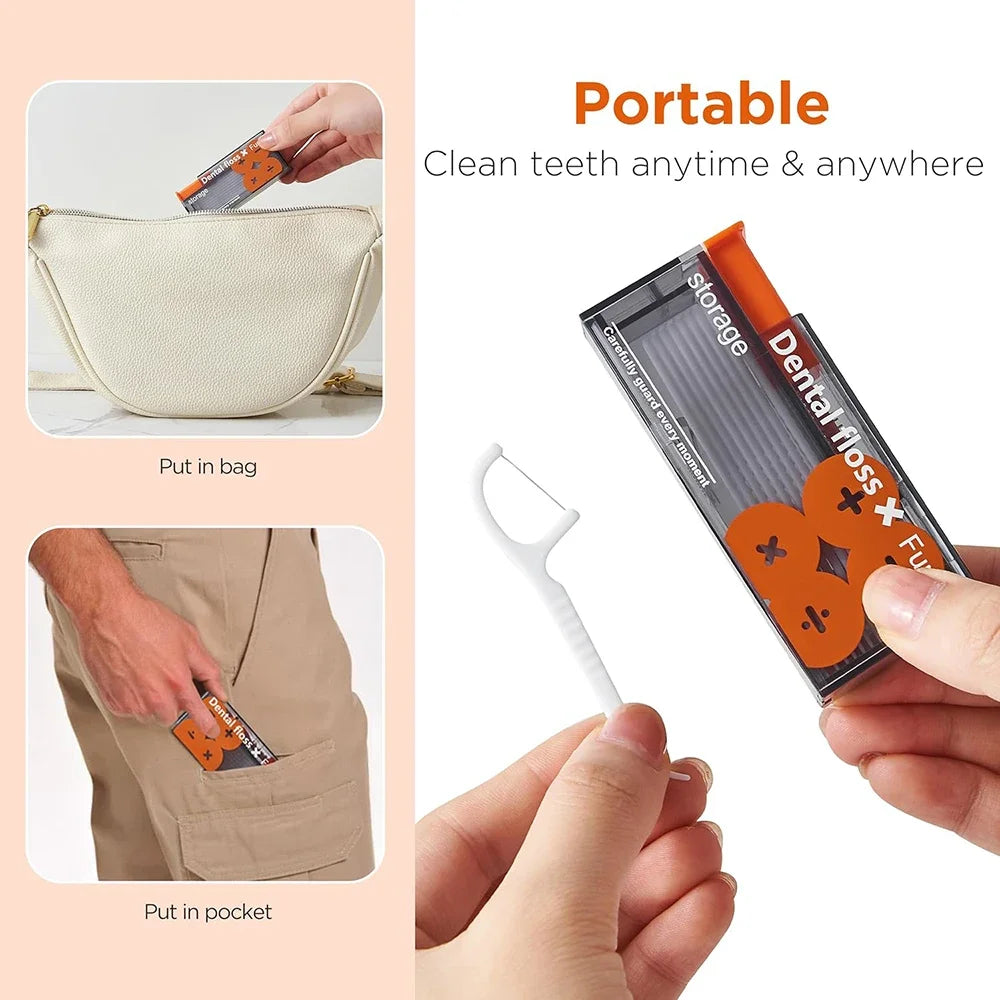 Auto Dental Floss Dispenser Small Hilo Protable Floss Picks Storage Box Refillable Toothpicks Teeth Cleaning Tool Tooth Pick Qme