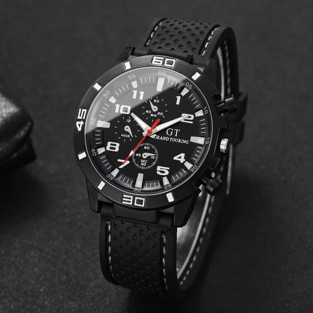 6 Pçs/set Homens Relógios Moda Banda de Silicone Mens Relógios Esportivos Reloj Hombre (Sem Caixa) Qme