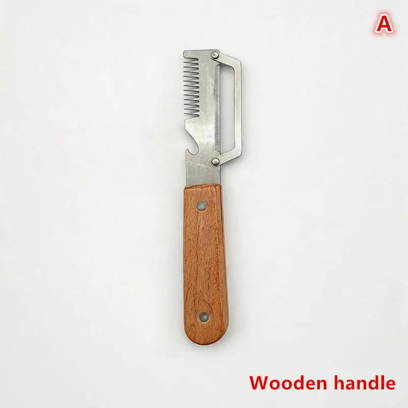 Stainless Steel Vegetable Peeler Wooden Plastic Handle 3-in-1 Fruit Qme A