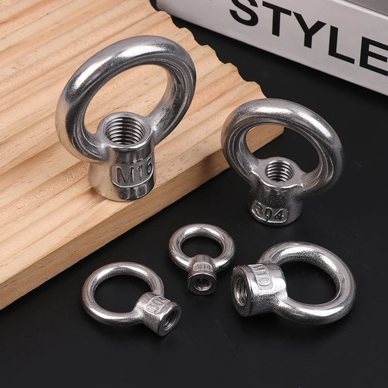 304 Stainless Steel Japanese Eye Nuts M6 M8 M10 M12 M16 Lifting Rings Marine-Grade Hardware Rigging Hoisting Industrial Qme