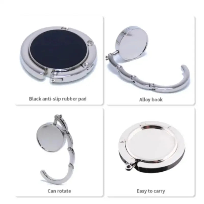 Hook Magic Creative Portable Bag Foldable Hanger Round Metal Holder Qme
