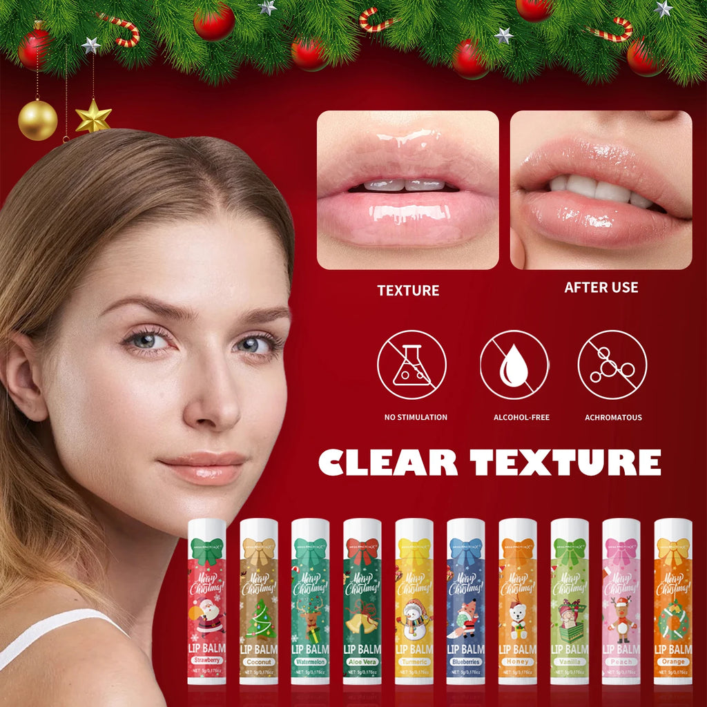 90 pieces/box 10 scented lipstick set Christmas set Moisturizing lips deep moisturizing Christmas gift Qme