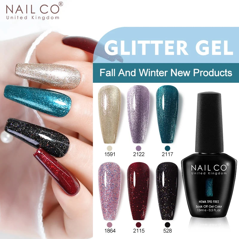 NAILCO Glitter Reflective Series Gel Nail Polish Nails Art Semi Qme