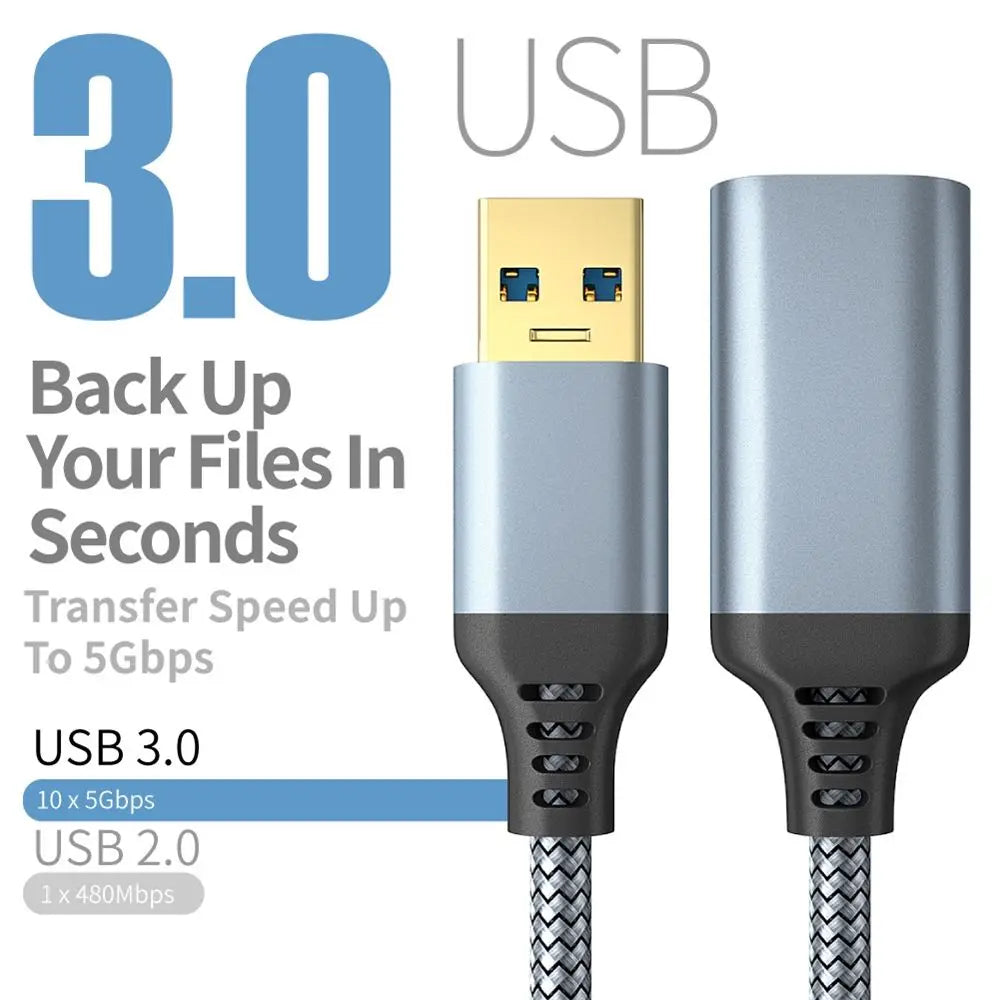 USB 3.0 Extension Cable Female To Male Extender Cord High Speed Transmission Data Cable for Computer Camera TV Cable 0.5/1/3/5m Qme
