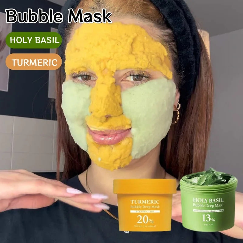 Turmeric Bubble Deep Cleansing Mask Natural Plant Cleanse Exfoliates Qme