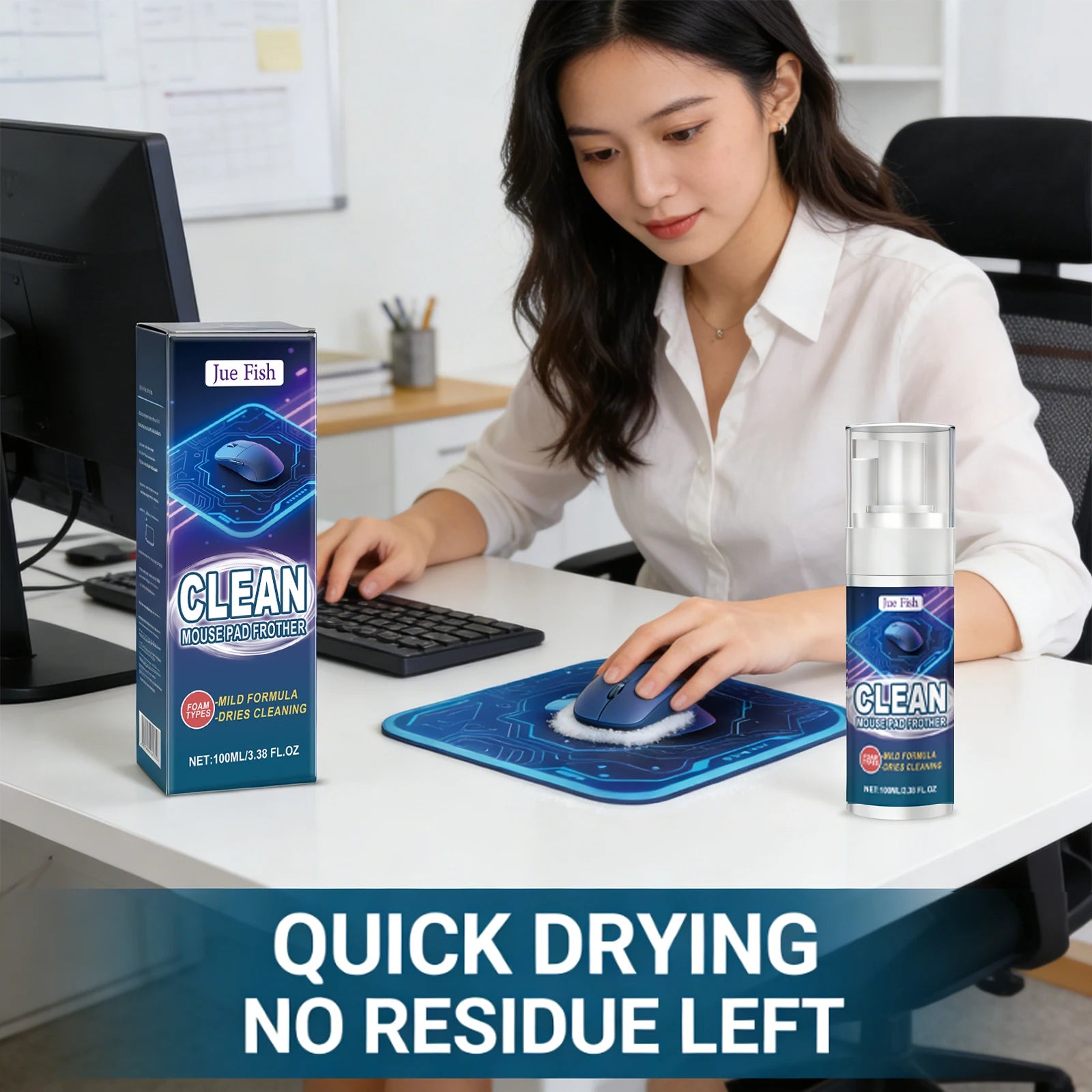 Mouse Pad Cleaner Rapidly Decompose Stubborn Stains Clean Keyboard Cable Desk Pad Quick-Drying Household Office Cleaning Gadget Qme