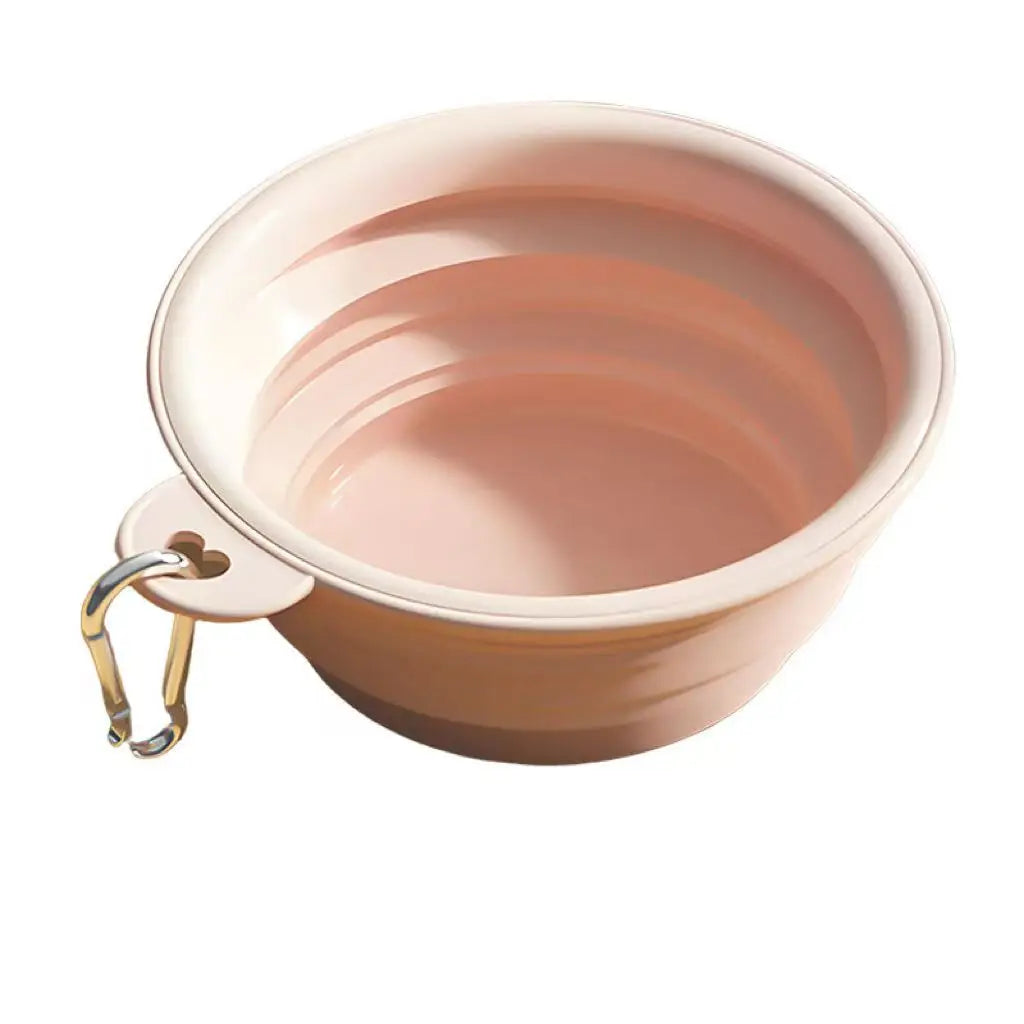 Compact Foldable Silicone Pet Dish Flexible Dog Cat Feeding Bowl Clip Qme pink M