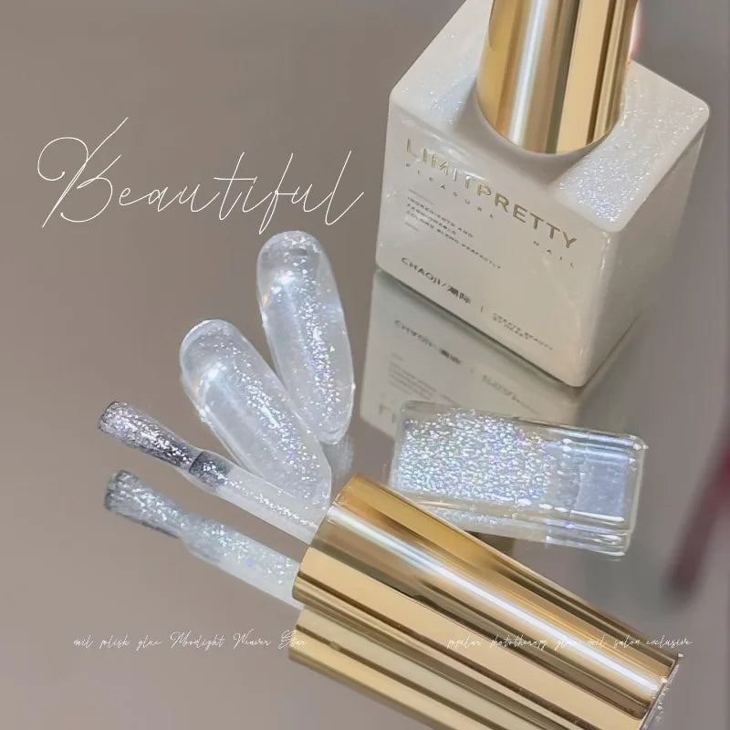 Diamond White Glitter Gel Nail Polish, High Density Sparkle Nail Gel, 2026 New Fine Shimmer Salon Gel for Manicure Qme