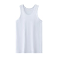 Solid Sleeveless Men Cotton Vest Round Neck S Tank Simple Clothing Qme White XXL
