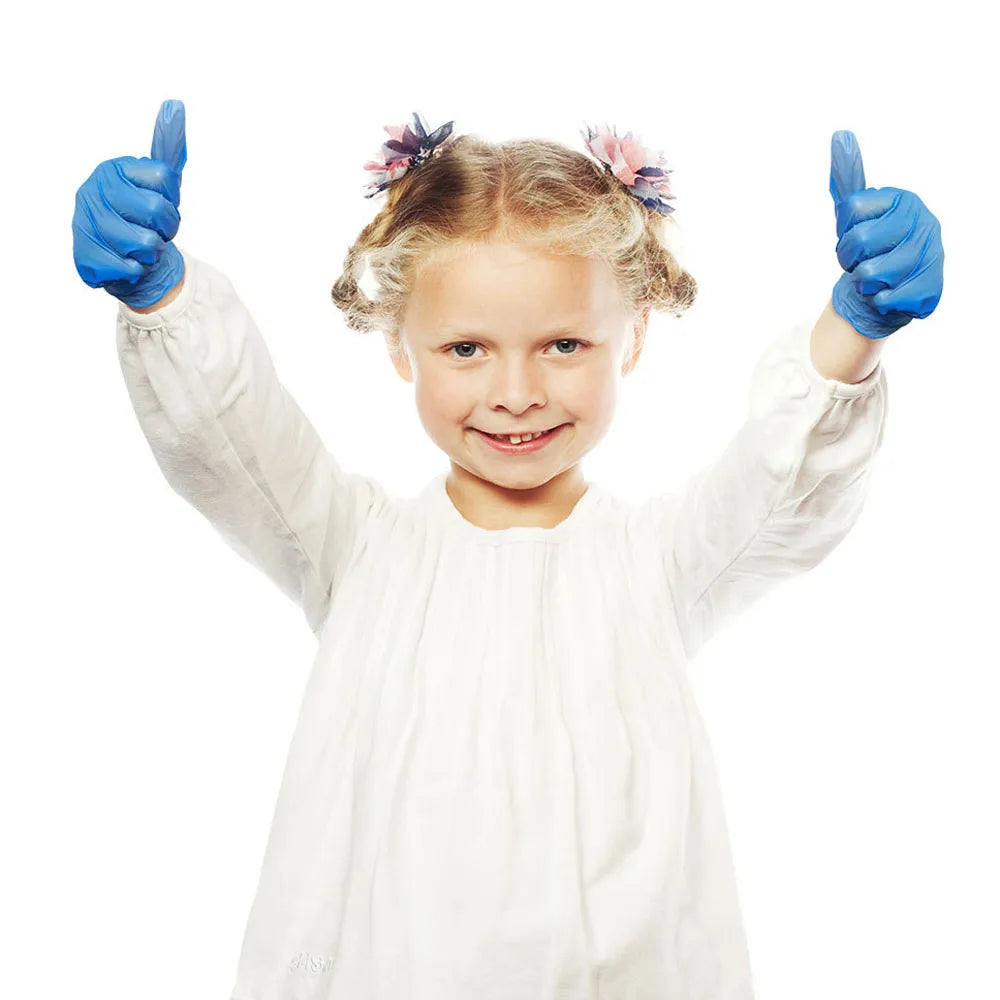 Blue Disposable Latex Gloves Anti-static Durable Gloves For Kitchen Cooking Tools anitary Drawing Protective Gloves for Kids Qme