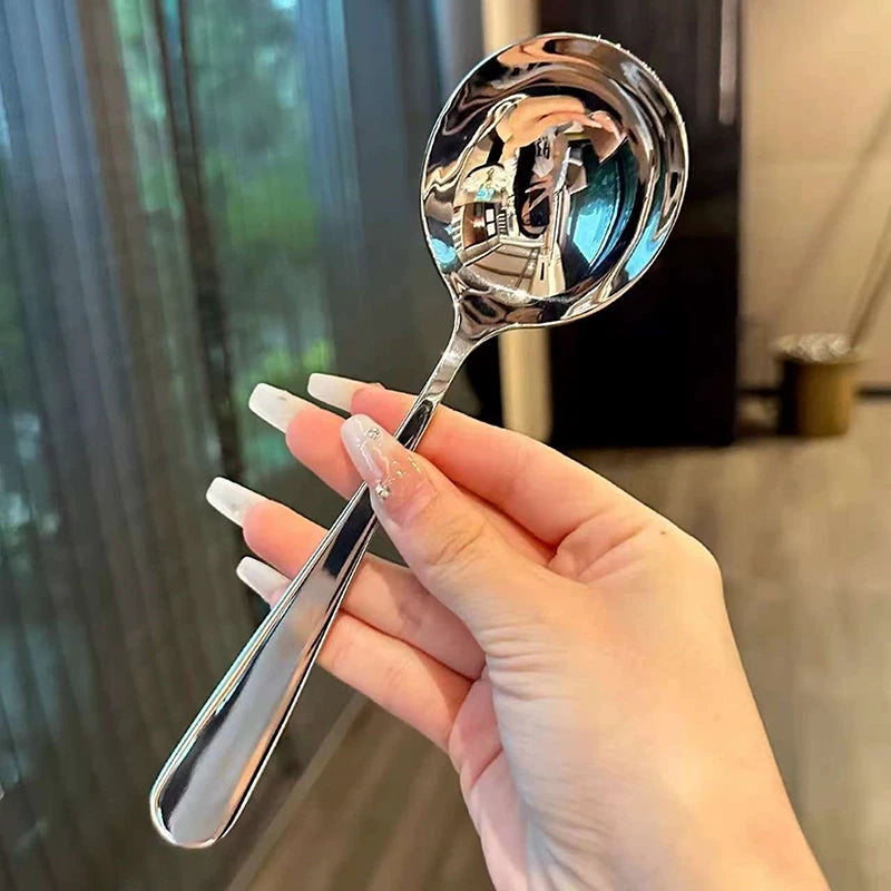 Stainless Steel Round Spoon Net Red Golden Dinner Long Handle Qme