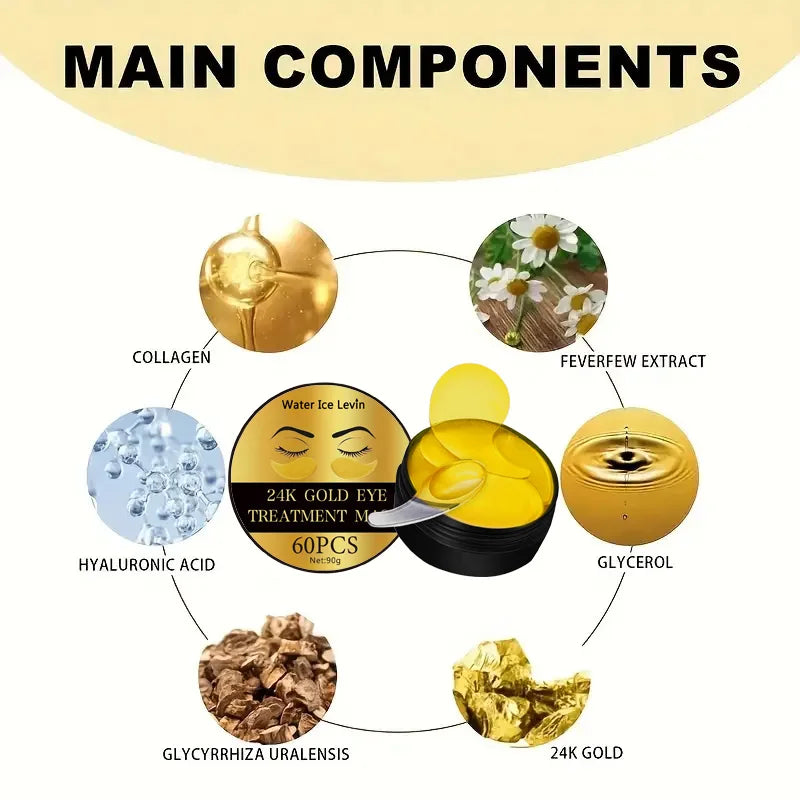 24K Gold Collagen Eye Mask Anti Dark Circles Eyes Bags Moisturizing Anti-Wrinkles Eye Patches Eyes Skin Care Products Qme