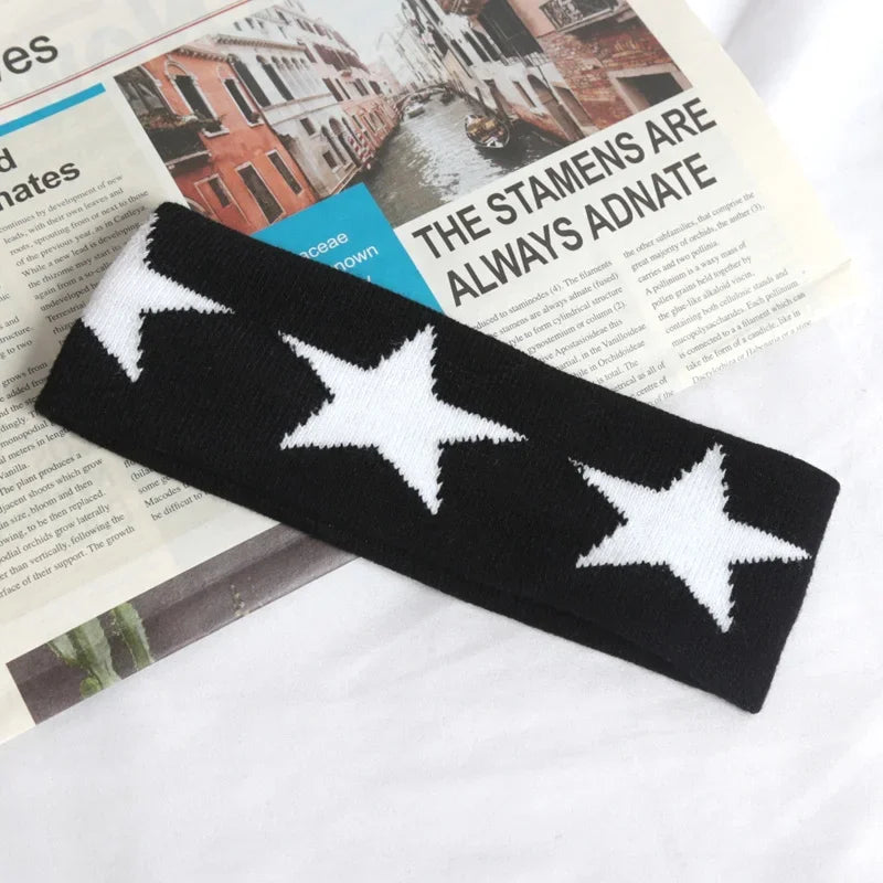Elastic Pentagram Hair Bands Women Men Hairband Running Fitness Yoga Qme black