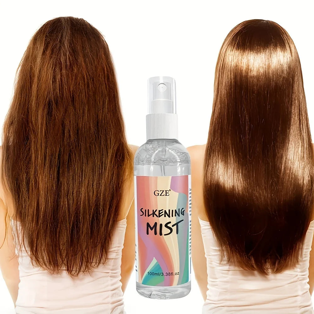 GZE HAIR SILKENING SPRAY Silk Therapy Thermal Shield,tThermal-Pressing Product that Polishes, Silkens, and Smooths Curly Texture Qme