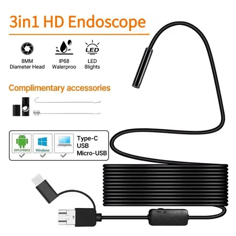1 Mini Borescope Camera Wired 100w Pixel USB Typec Android Lens Qme