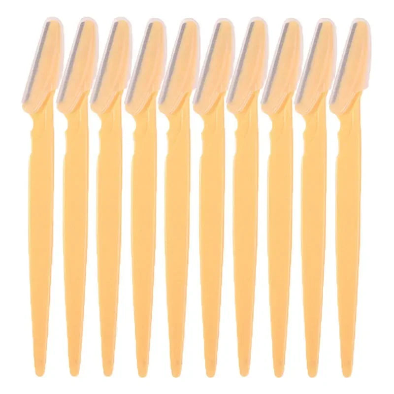 Eyebrow Trimmer Eyebrow Razor Safety Face Shaver Eye Brow Shaper Portable Blades Hair Removal Cutters for Woman Cosmetic Tools Qme 10Pcs Yellow