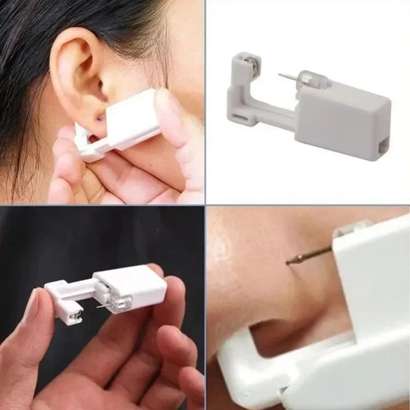 Safety Ear Piercing Gun Kit Women Men Disposable White Plastic Sterile Ear Piercing Device Fashion Simple Jewelry Piercing Tools Qme