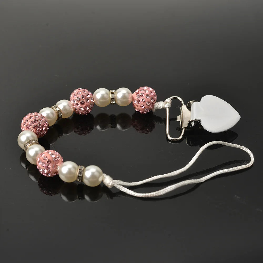 Ins Imitation Pearl Pacifier Chain Anti-drop Chain Tooth Gel Chain Maternal and Infant Supplies Qme Pink