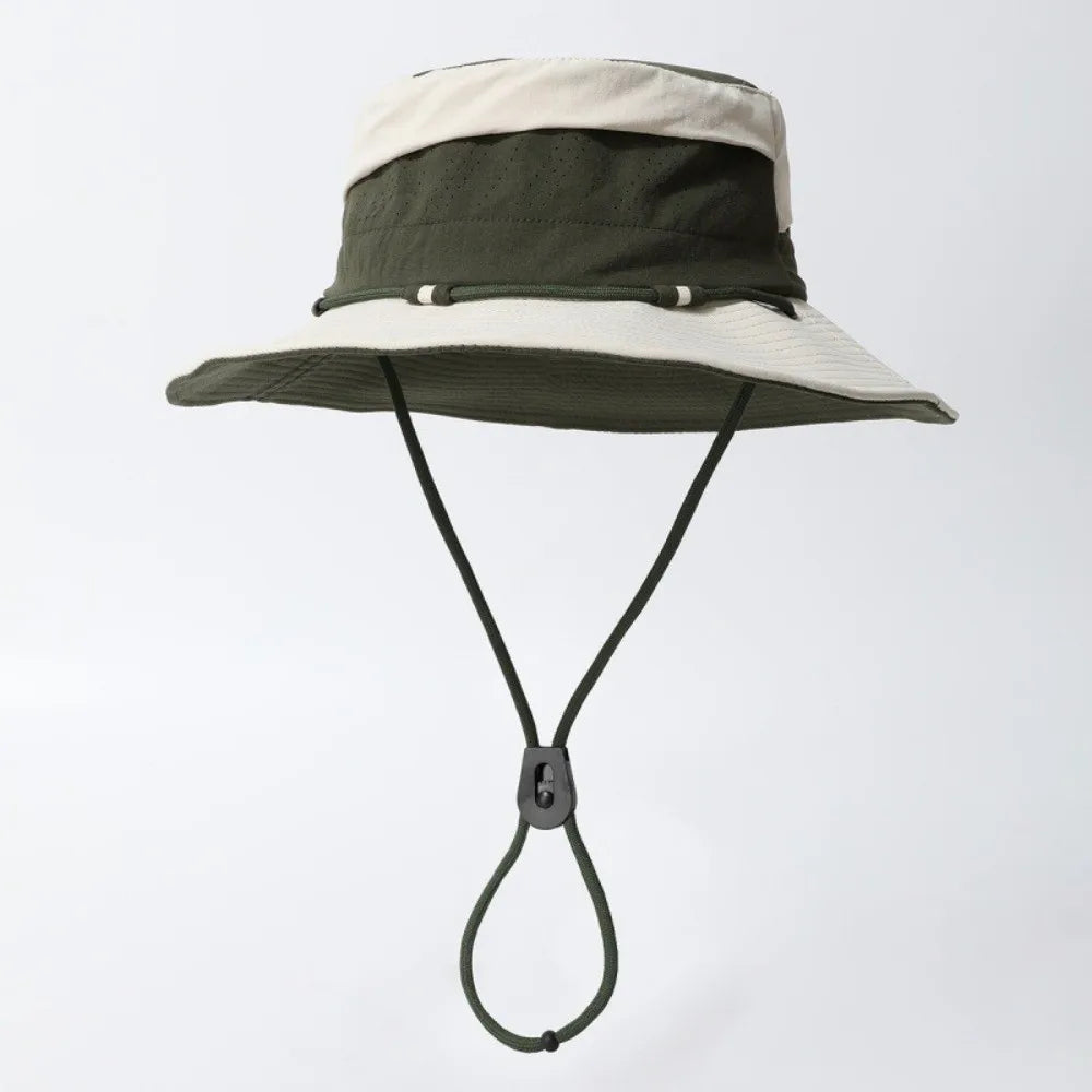 Sweet Color Blocking Sun Protection Bucket Hat Adjustable Visor Sunscreen Fisherman Hat Quick Drying Korean Style Sun Hat Hiking Qme