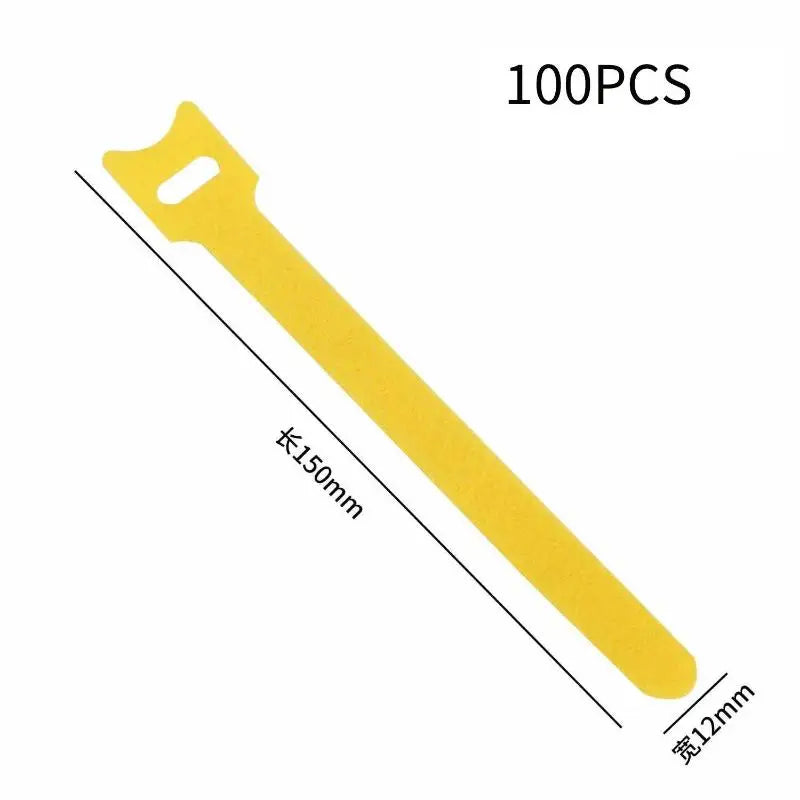 Organized Cable Setup 30 50 Reusable Hook Loop Straps Qme yellow 100pcs