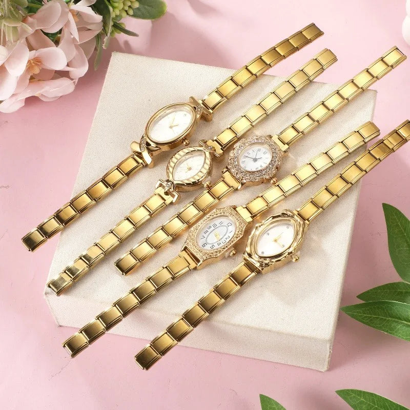 2026 1PC Women's DIY 9mm Width Italian Elastic Charm Stainless Oval Zircon Watch Bracelet Bangle For Party Friend Jewelry Gifts Qme