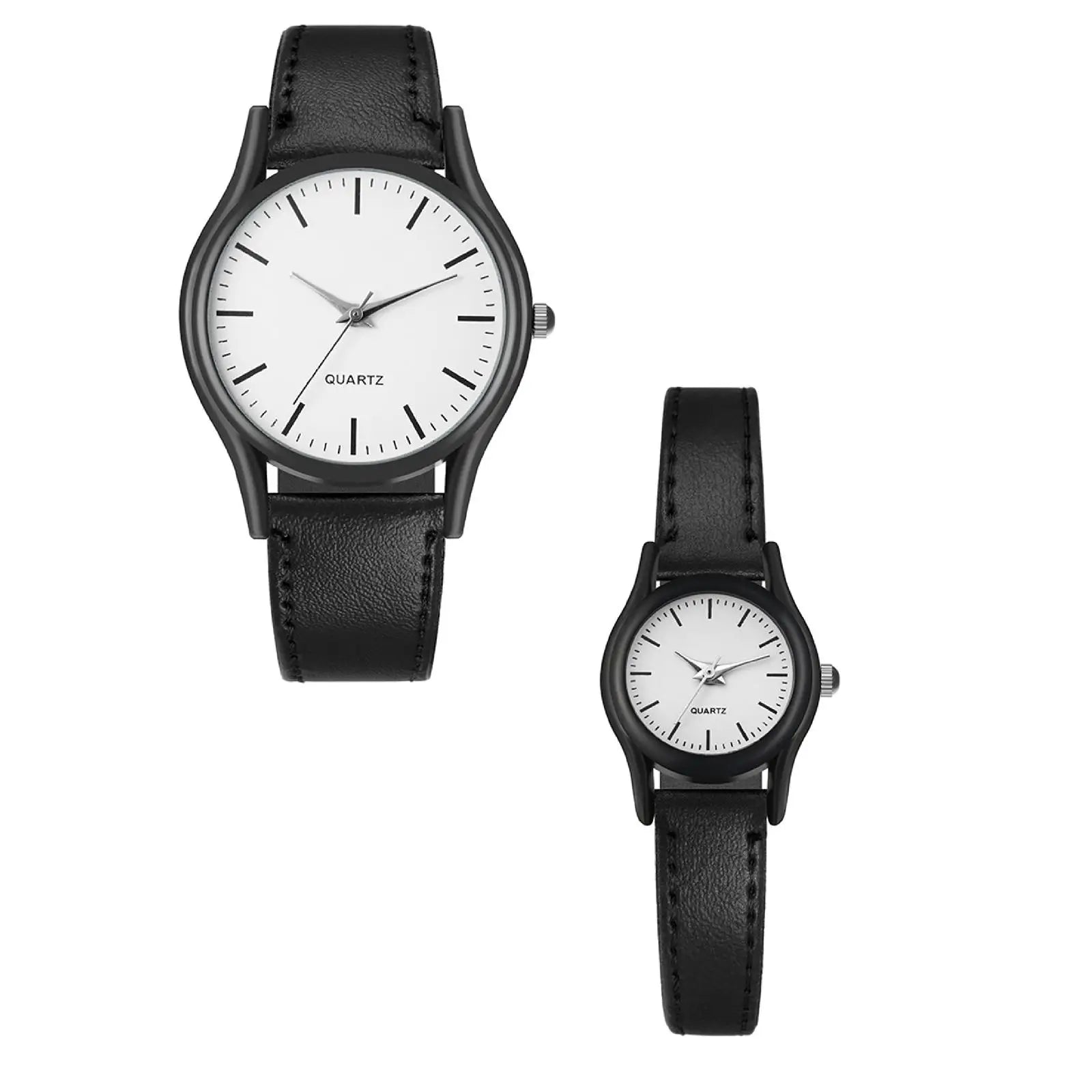 New Couples Watches Leather Strap Minimalist Fashion Quartz Wristwatches Multiple Colors Clothing Accessory Casual Simple Watch Qme 2pc