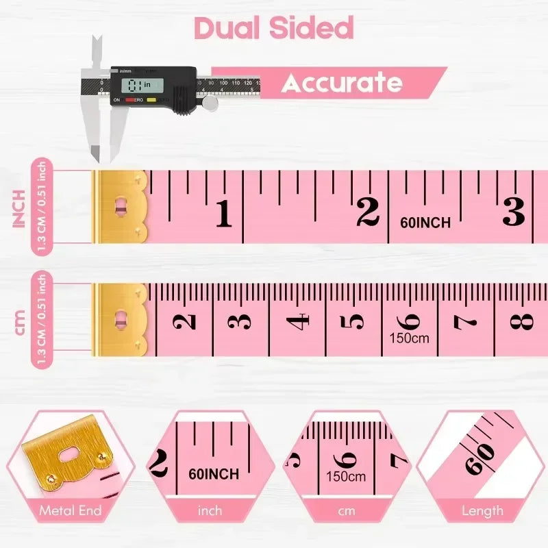 150cm/60" Body Measuring Ruler Sewing Tailor Tape Measure Centimeter Meter Sewing Measuring Tape Soft Qme