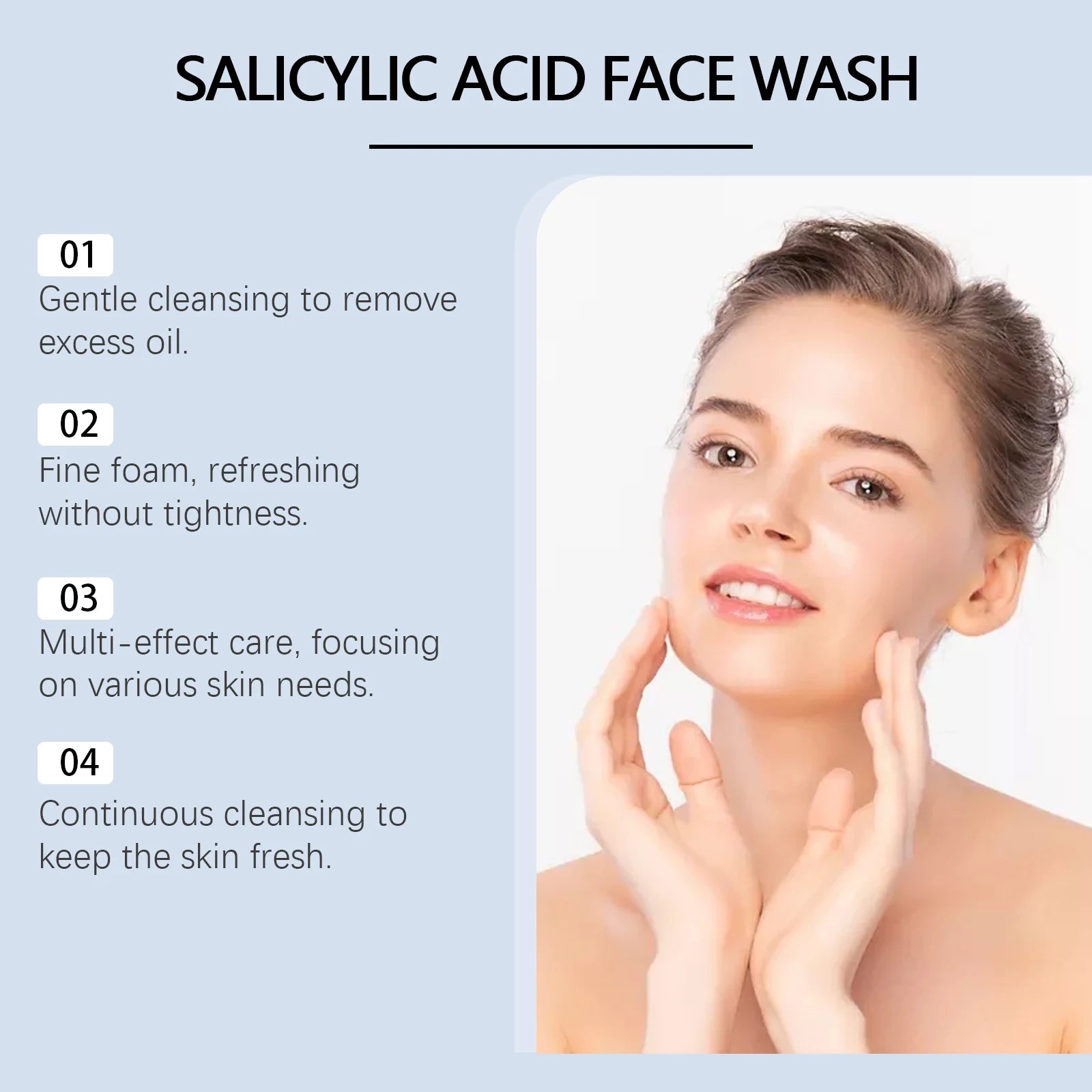 Salicylic Acid Facial Cleanser Acne Treatment Moisturizing Oil Control Skincare Face Wash Cleansing Pore Hydrating Skin Care Qme