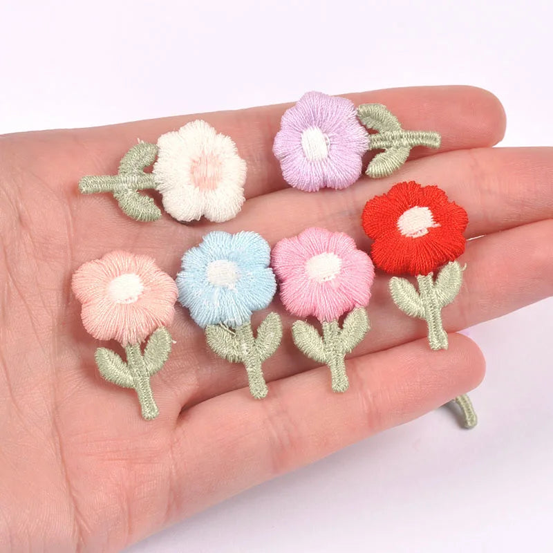10pcs 17x30mm mix colors Flower patch Cute Woven Clothing decoration for DIY Headwear/Clothing/Shoes/Bags cp3837 Qme