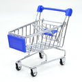 1:48 Mini Supermarket Shopping Trolley Cart Desktop Model Toy for Children Home Decoration Miniature Toy Qme Blue